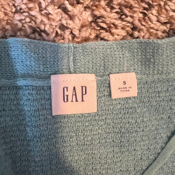 GAP Women Light Blue Textured V Neck Sweater Size Small Merino Blend - Picture 2 of 6